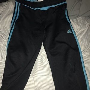 Blue striped adidas track pants